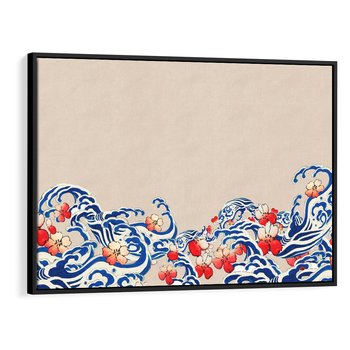 Obraz w ramie 100x70 - Japońska Harmonia: Falujące Kwiaty - japonia, orientalne kwiaty wiśni - rama czarna