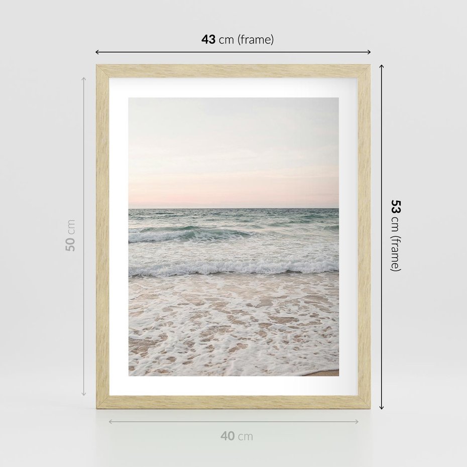 Plakat w ramie 40x50 - Krajobraz Morza i Fal - morze, fale - rama drewno