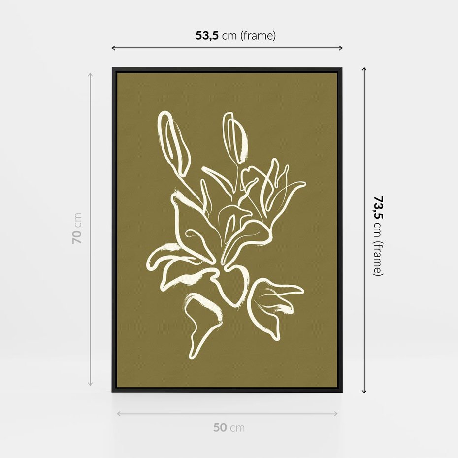 Obraz w ramie 50x70 - Przenikające Barwy - abstrakcyjna roślina, kwiaty - rama czarna