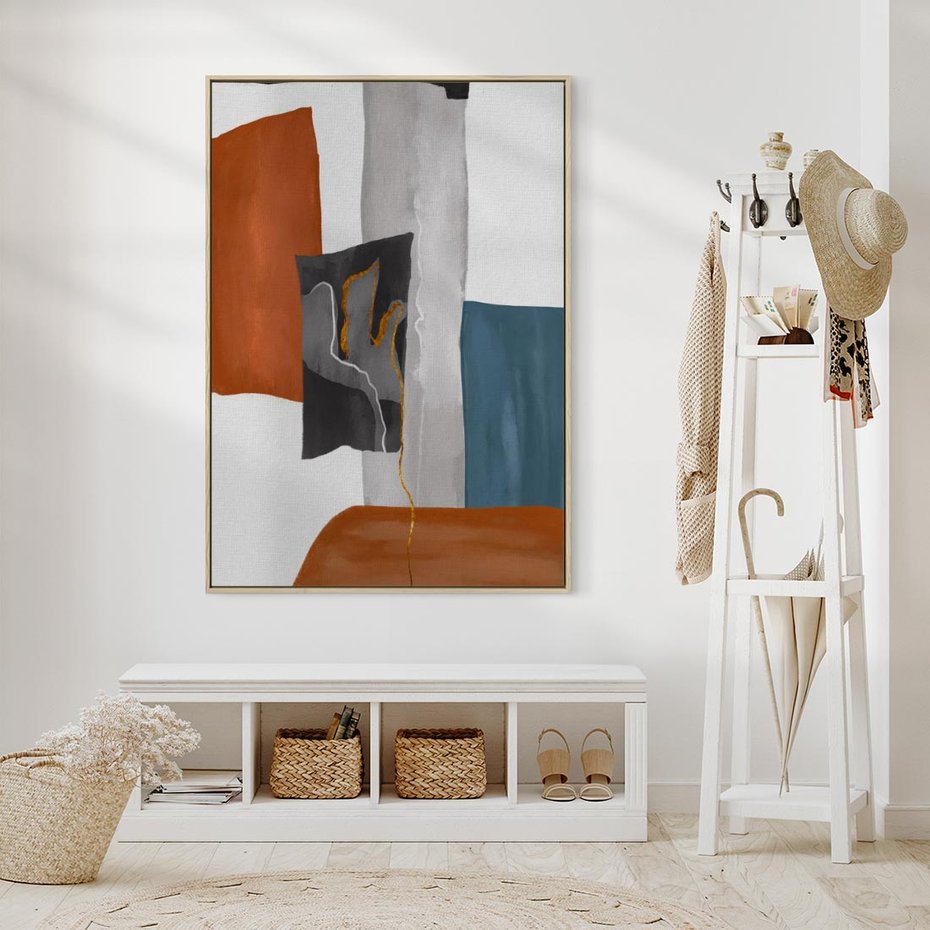 Obraz w ramie 50x70 - Nowoczesna geometria - nowoczesny, geometryczny - rama drewno