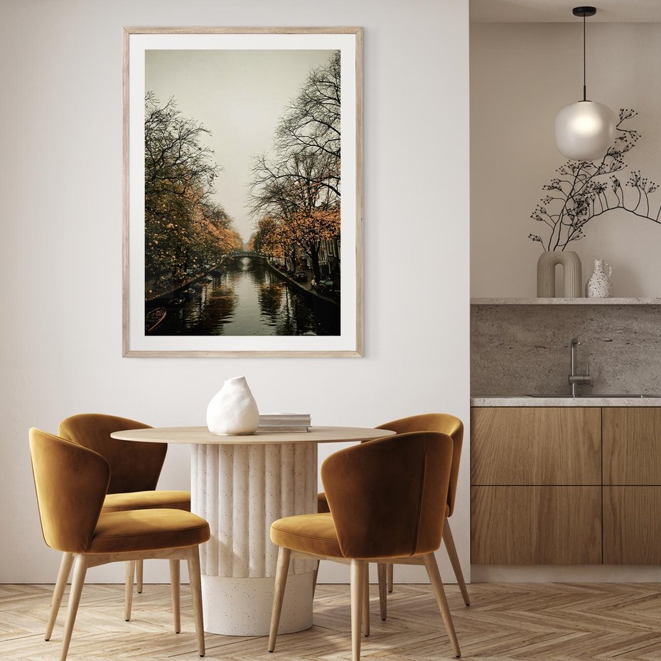 Plakat w ramie 50x70 - Jesienne Spacerki po Holenderskich Kanałach - kanały, Holandia - rama drewno