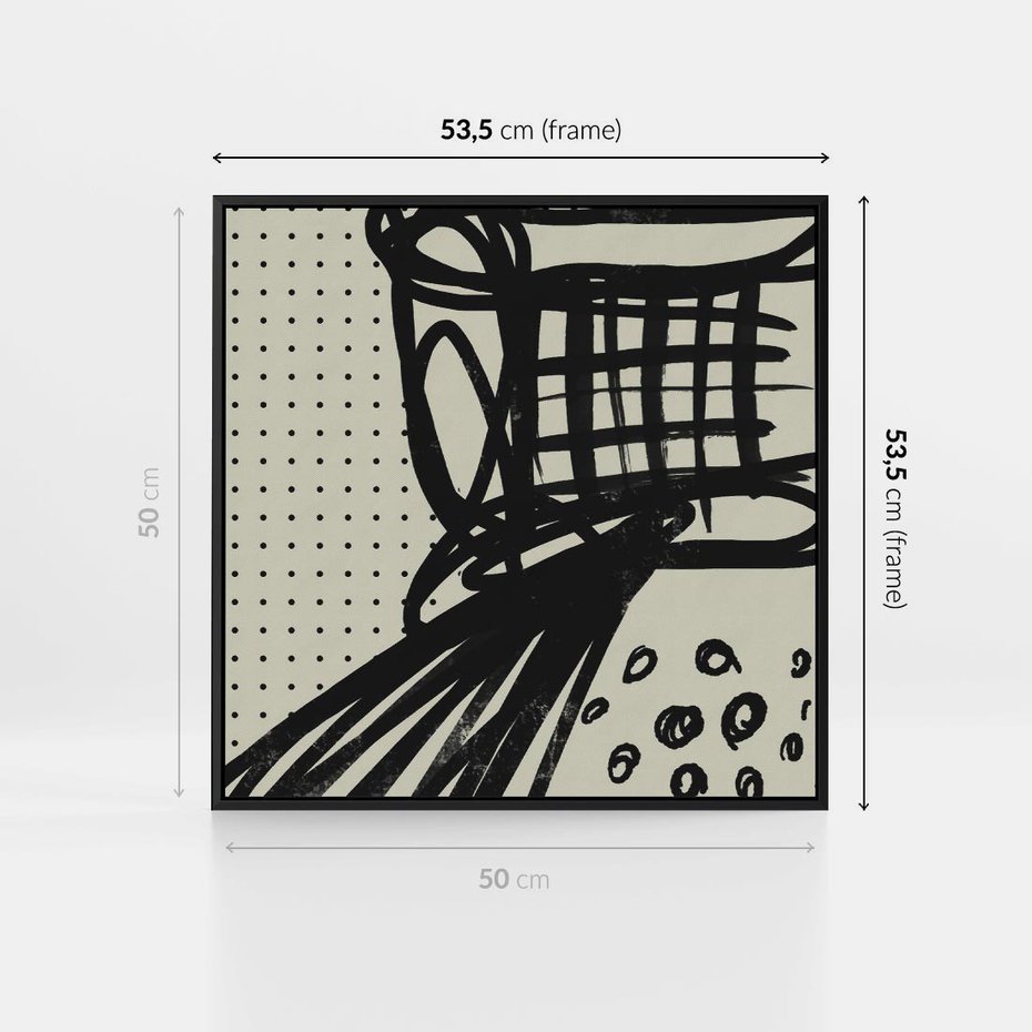 Obraz w ramie 50x50 - Złudne Kontemplacje - abstrakcyjna mroczna kompozycja, nieregularne - rama czarna