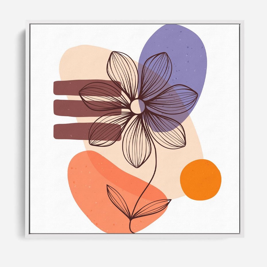 Obraz w ramie 50x50 - Migocące Odbicia Kwiatów - abstrakcyjna sztuka, plamy - rama biała