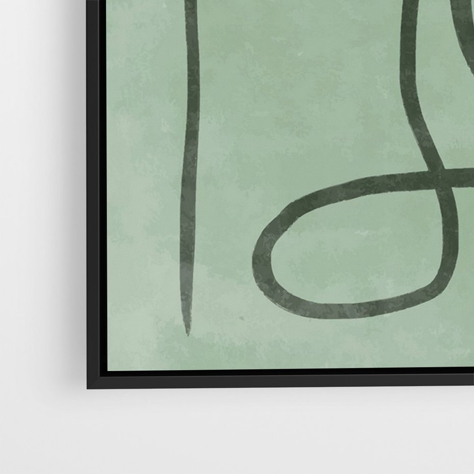 Obraz w ramie 70x100 - Zielone Wariacje w Liniach - abstrakcyjne zielone linie, skandynawski design - rama czarna