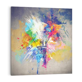 Obraz na płótnie 40x40 - Kolory Kreatywnej Koncepcji - abstrakcyjna grafika, szkic żarówki