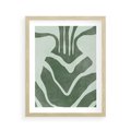Plakat w ramie 40x50 - Zieleń Odpoczynku - zielony plakat, nieregularne splątane linie - rama drewno