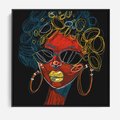 Obraz w ramie 50x50 - Kolorowe Wibracje Rzeczywistości - abstrakcyjny portret kobiety, twarz - rama czarna