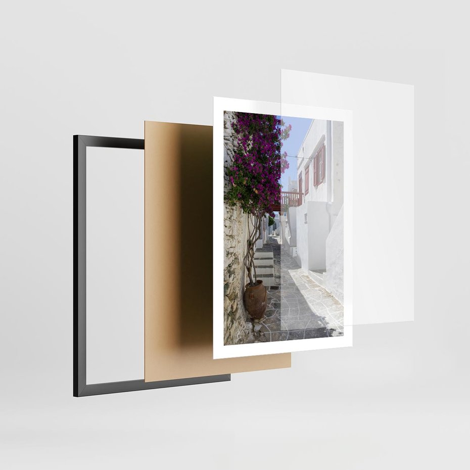 Plakat w ramie 50x70 - Perspektywiczna Uliczka: Miejski Labirynt - uliczka, perspektywa - rama czarna