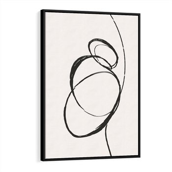 Obraz w ramie 70x100 - Modernistyczne Refleksje - abstrakcyjne szkicowane linie, minimalizm - rama czarna