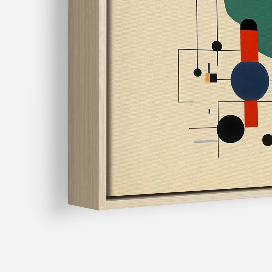 Obraz w ramie 50x70 - Migocące Impresje Odniesień - abstrakcyjna geometryczna kompozycja, koła linie - rama drewno