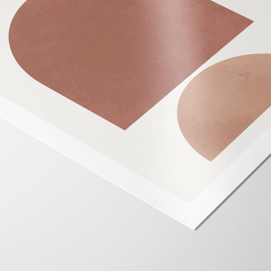 Plakat bez ramy 40x50 - Rozkwitające Odbicia - abstrakcyjne geometryczne kształty, odcienie brązu i beżu