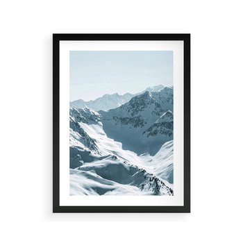 Plakat w ramie 50x70 - Surowość Gór - górskie szczyty, śnieg - rama czarna