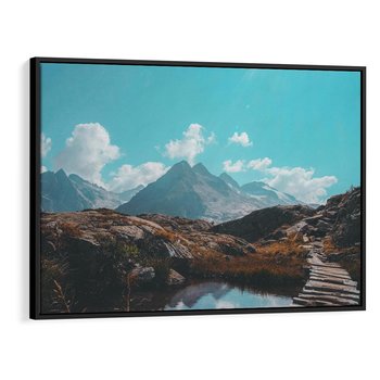 Obraz w ramie 70x50 - Inspirujący Pejzaż - ścieżka, górska - rama czarna