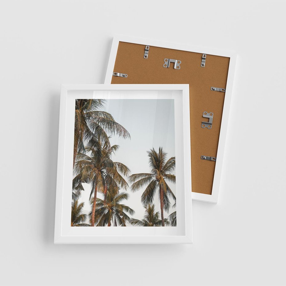 Plakat w ramie 40x50 - Palmy - tęsknota za Hawajami - palmy, Hawaje - rama biała
