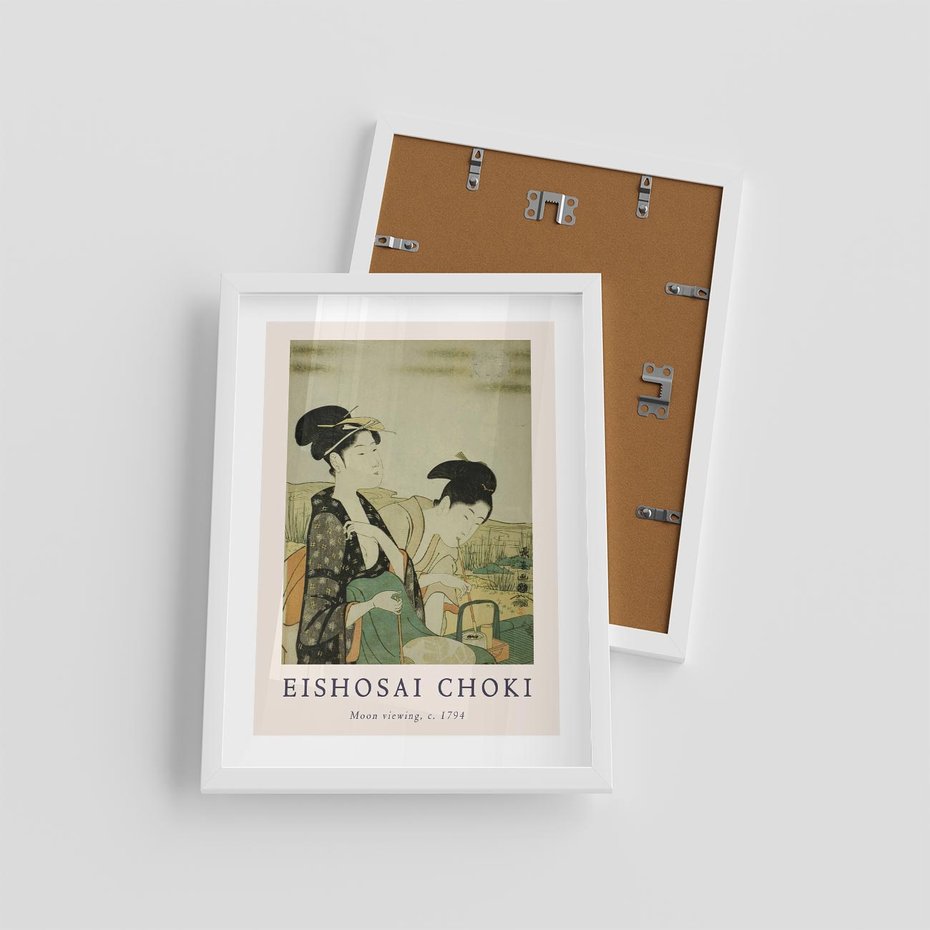 Plakat w ramie 30x40 - Rycina Eishosai Choki - staraa chińska rycina, eishosai choki - rama biała