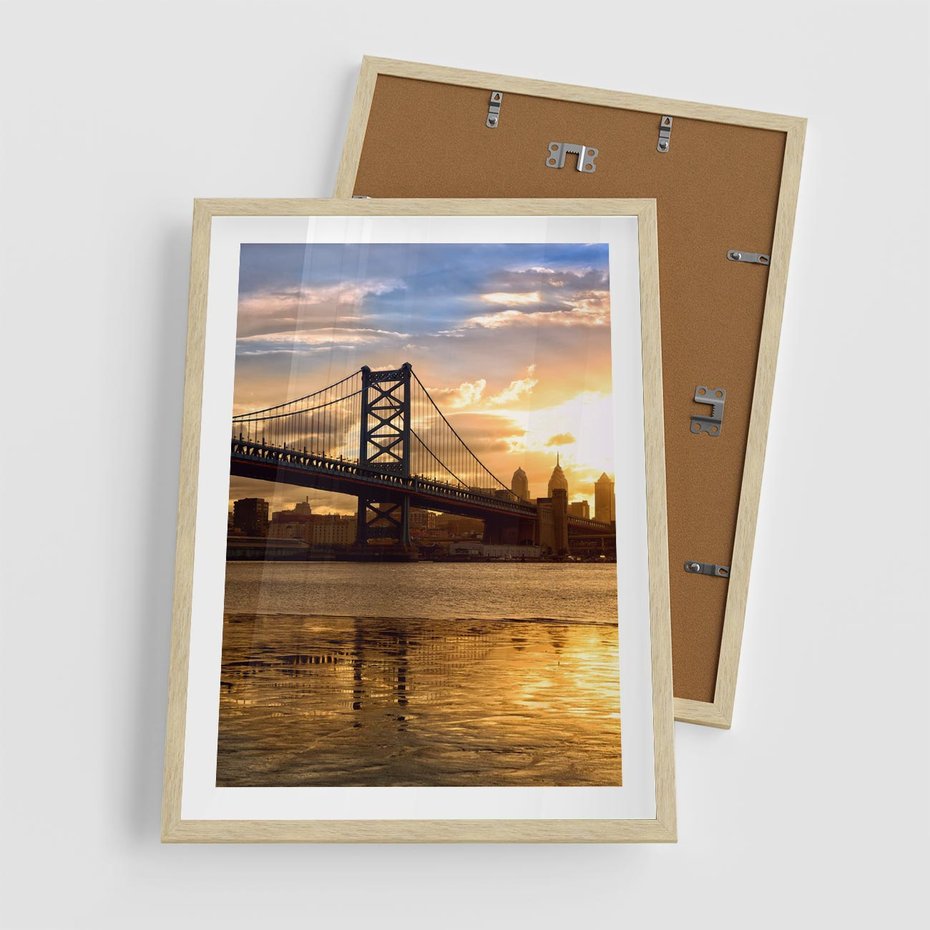 Plakat w ramie 50x70 - Most w mieście - most, miasto - rama drewno