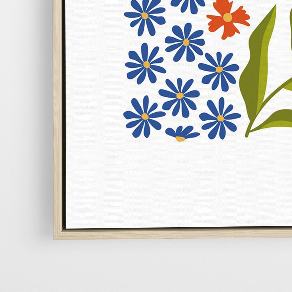 Obraz w ramie 70x100 - Splątane Granice - kwiaty, sztuka nowoczesna - rama drewno