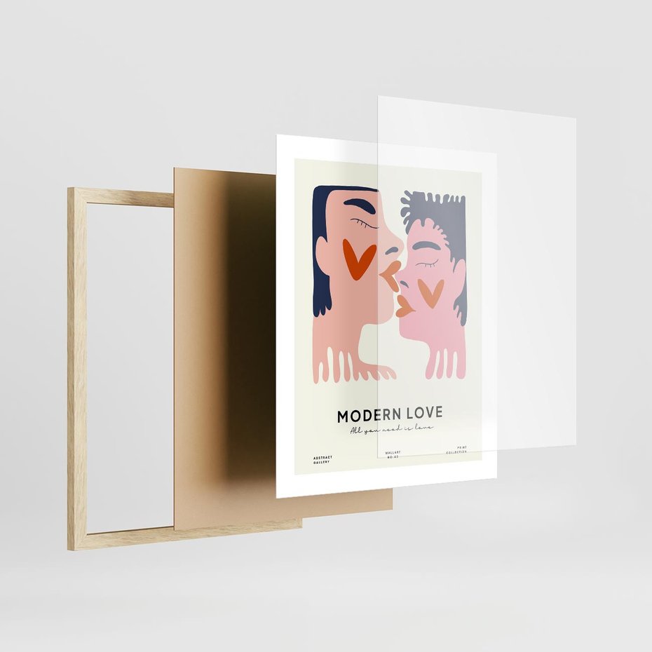 Plakat w ramie 40x50 - Miłość w Kompozycji - miłość, para zakochanych - rama drewno