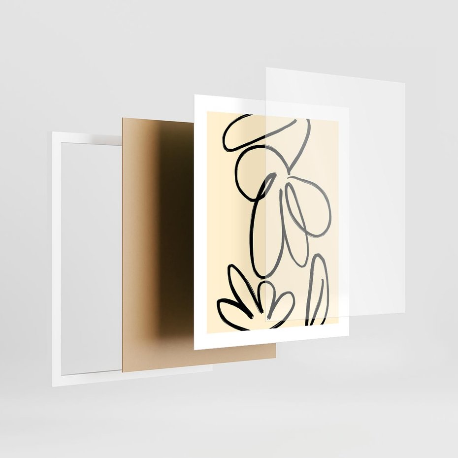 Plakat w ramie 40x50 - Złamane Granice - abstrakcyjna sztuka, przypominająca kwiat - rama biała