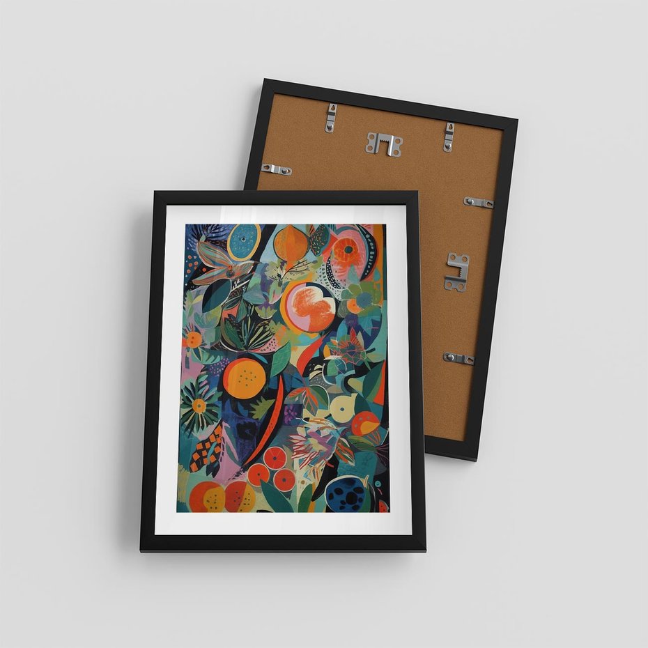 Plakat w ramie 30x40 - Echa Nietuzinkowych Wzorców - abstrakcyjny obraz olejny, jak picasso - rama czarna