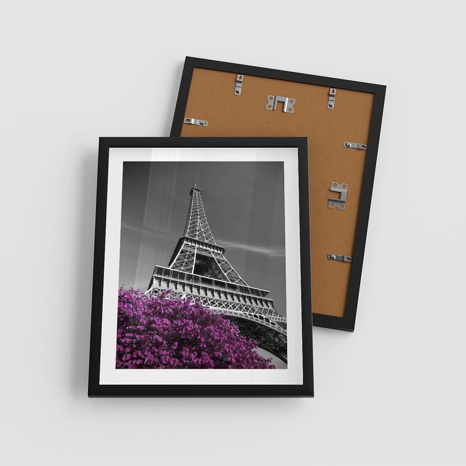Plakat w ramie 40x50 - Urok Eiffla w Paryżu - Eiffla, Paryż - rama czarna