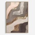 Obraz w ramie 70x100 - Płynne Fale - abstrakcja, neutralne kolory - rama drewno