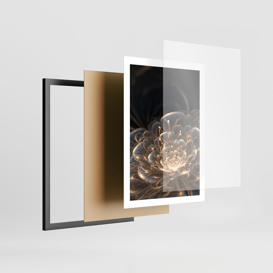 Plakat w ramie 50x70 - Nowoczesny Kwiat - kwiat, nowoczesny - rama czarna