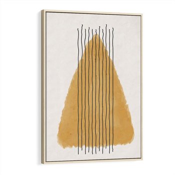 Obraz w ramie 80x120 - Migocące Impulsy - abstrakcyjna akwarelowa plama, nieregularne kreski - rama drewno