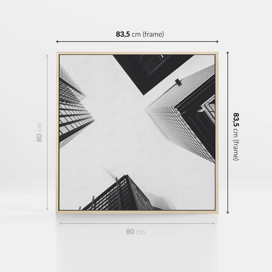 Obraz w ramie 80x80 - Nowoczesna Dynamika - perspektywa, wieżowce - rama drewno