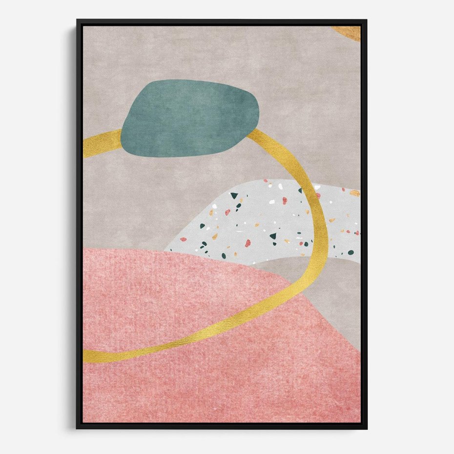 Obraz w ramie 50x70 - Ekspresja w ruchu pędzla - abstrakcja, połączenie kształtów - rama czarna