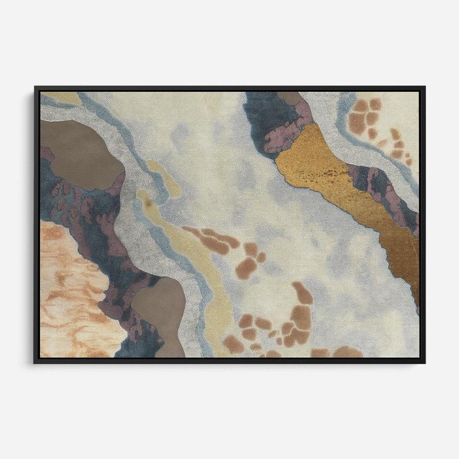 Obraz w ramie 100x70 - Melancholijne oddechy pędzla - abstrakcyjne formy, zgaszone kolory - rama czarna