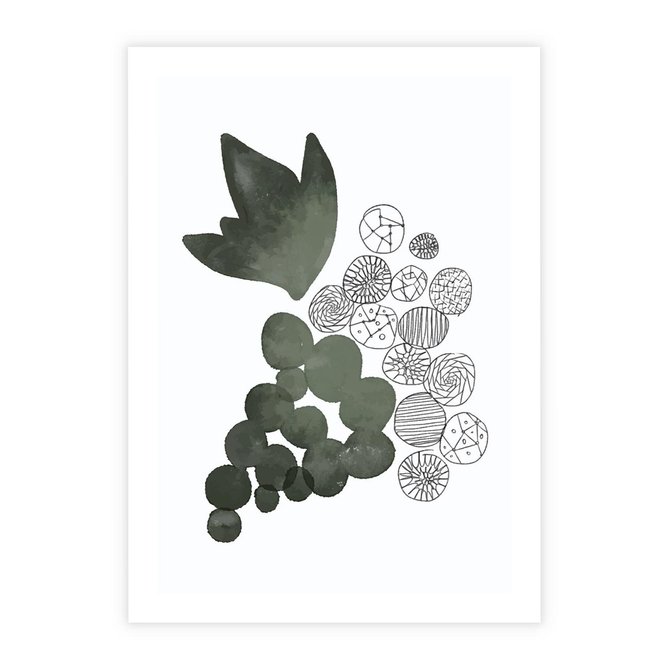 Plakat bez ramy 21x30 - Grono Abstrakcji - minimalistyczny plakat, winogrona