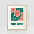 Plakat w ramie 40x50 - Retro Inspiracja - minimalistyczna kwiatowa kompozycja, pastelowe kolory - rama drewno