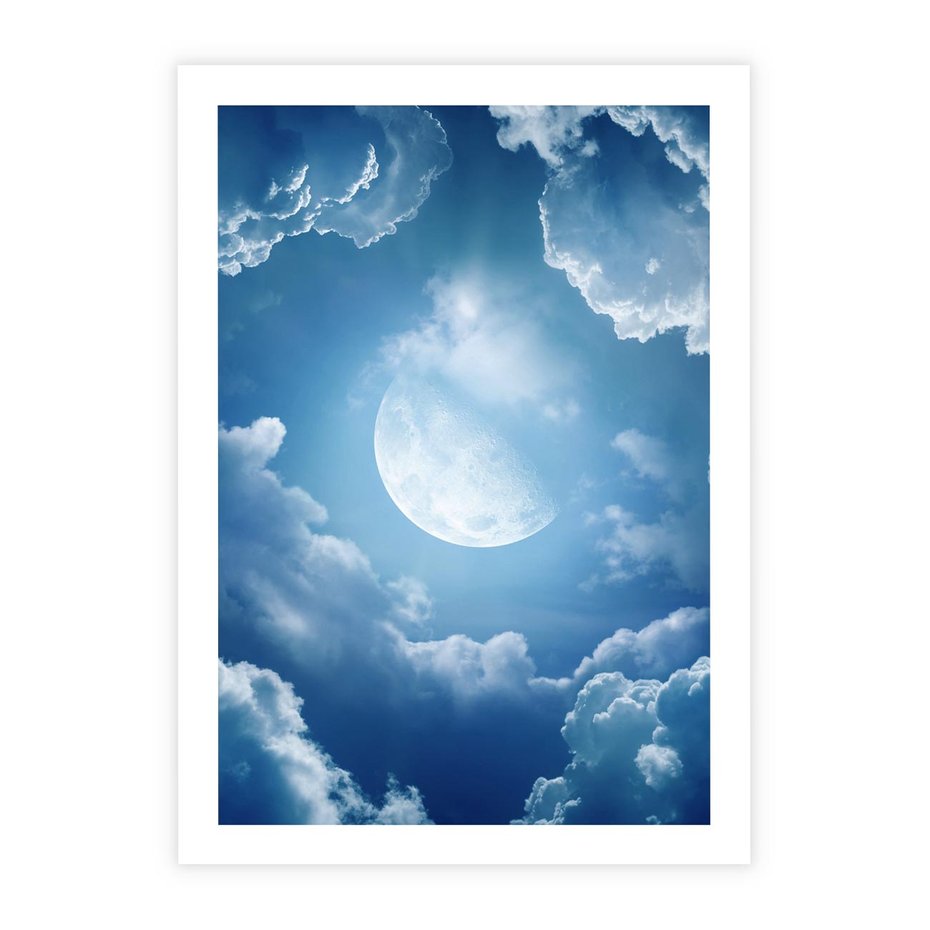 Plakat bez ramy 30x40 - Księżycowe Chmury - księżyc, chmury