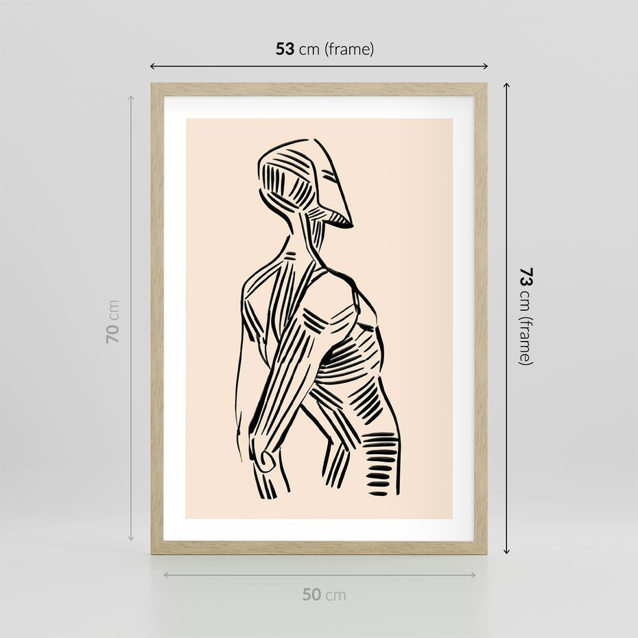 Plakat w ramie 50x70 - Eksploracja Wizualna - szkic, czarno biały - rama drewno