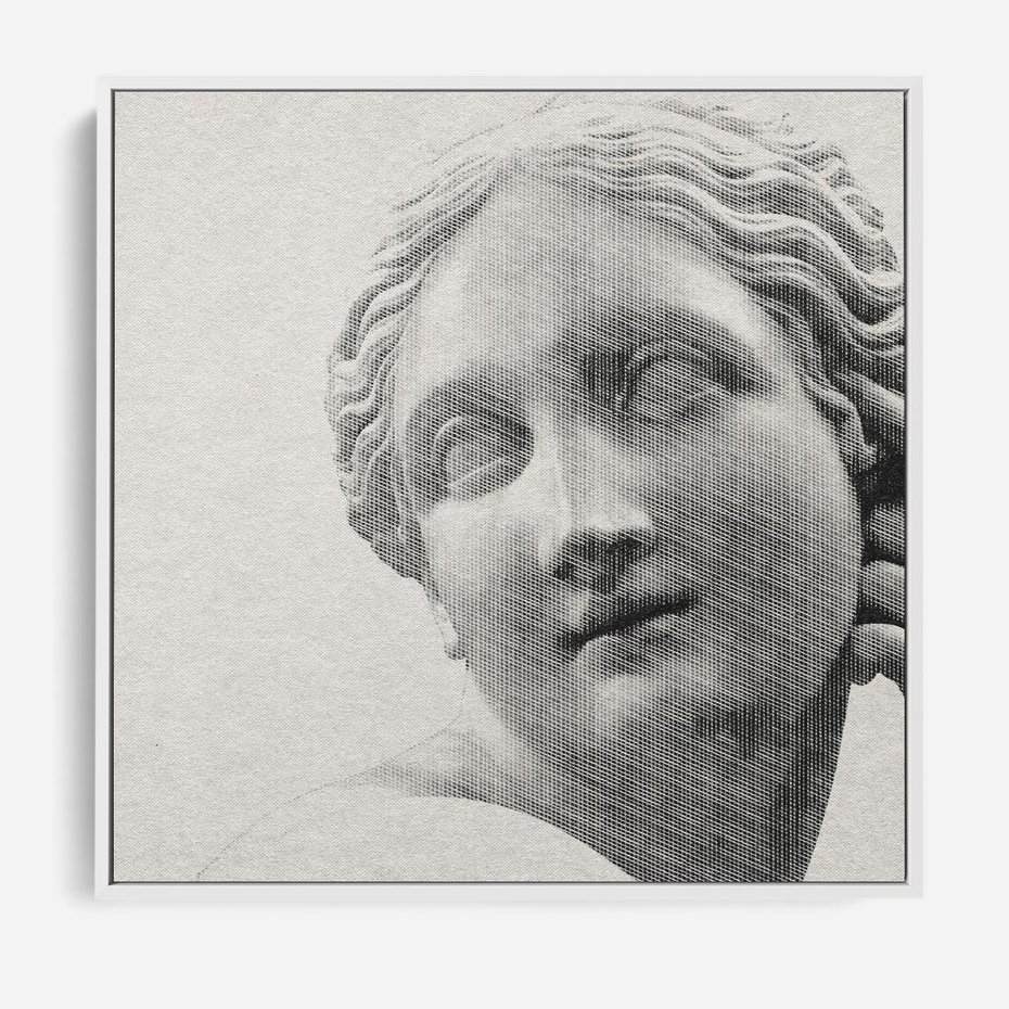 Obraz w ramie 80x80 - Szarość w Kamieniu - monochromatyczna marmurowa rzeźba, odcienie szarości - rama biała