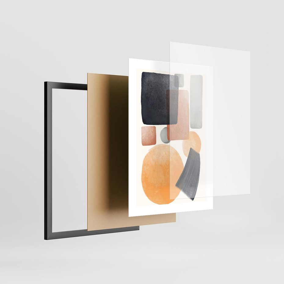 Plakat w ramie 30x40 - Geometria w Abstrakcji - abstrakcja, proste formy - rama czarna