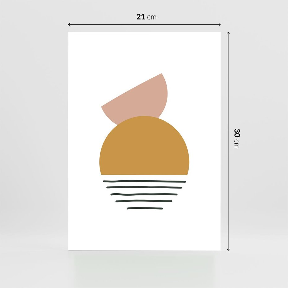 Plakat bez ramy 21x30 - Kolory Przyszłości - kompozycja kół i kresek, ciepłe kolory