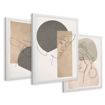 Zestaw obrazy w ramie 40x50 galeria - Kobiety, plakaty, boho - rama biała