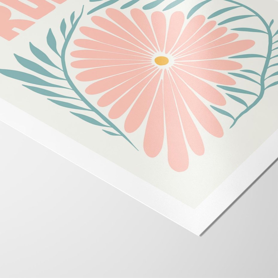 Plakat bez ramy 40x50 - Symfonia Światła - typografia, pastelowa stokrotka