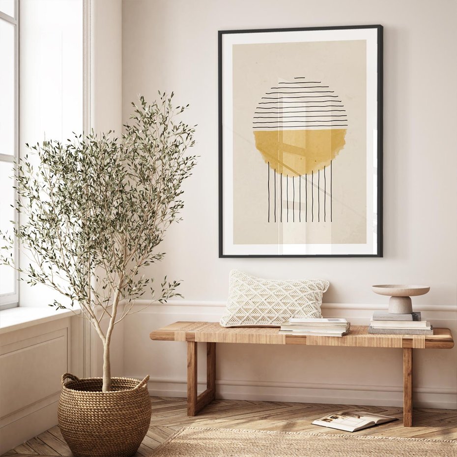 Plakat bez ramy 40x50 - Podróżne Kreski - akwarelowa plama, geometryczne szkicowane kształty