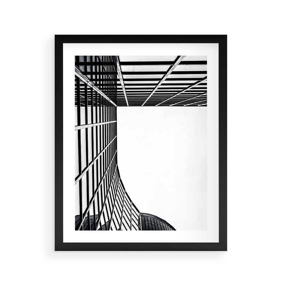 Plakat w ramie 40x50 - Minimalizm Wysokości - architektura, czarno białe zdjęcie - rama czarna