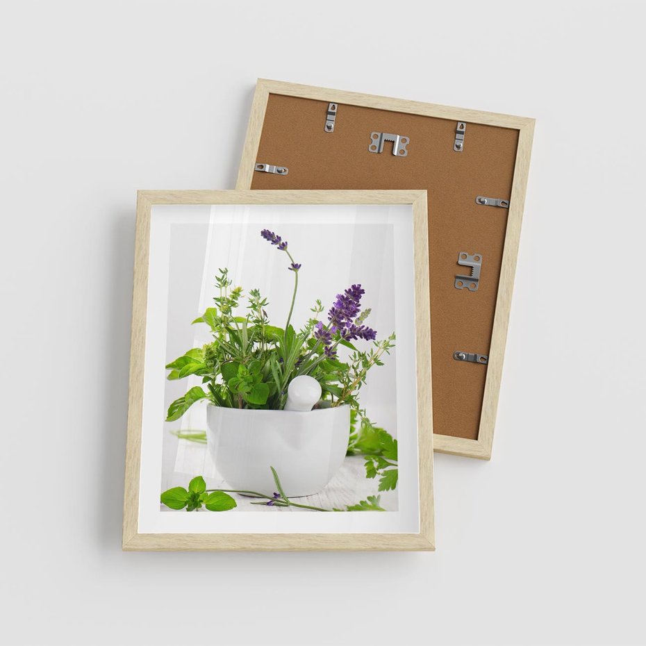 Plakat w ramie 40x50 - Kwiaty i zioła w restauracji - kwiaty, zioła - rama drewno