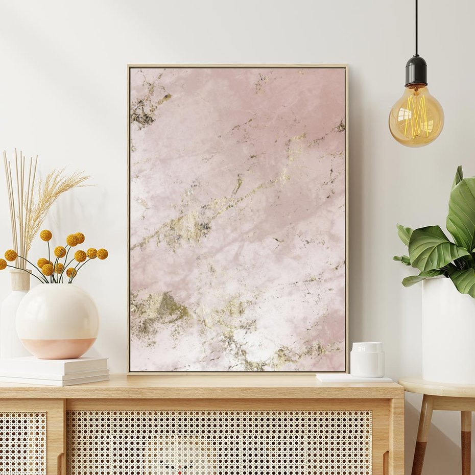 Obraz w ramie 50x70 - Piękno w Szczegółach - marmur, złoto - rama drewno