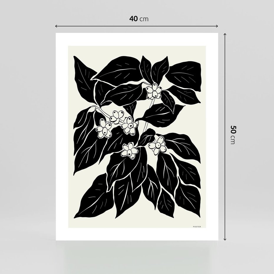 Plakat bez ramy 40x50 - Ruchome szkicowe odbicia - czarno biała grafika, roślinność