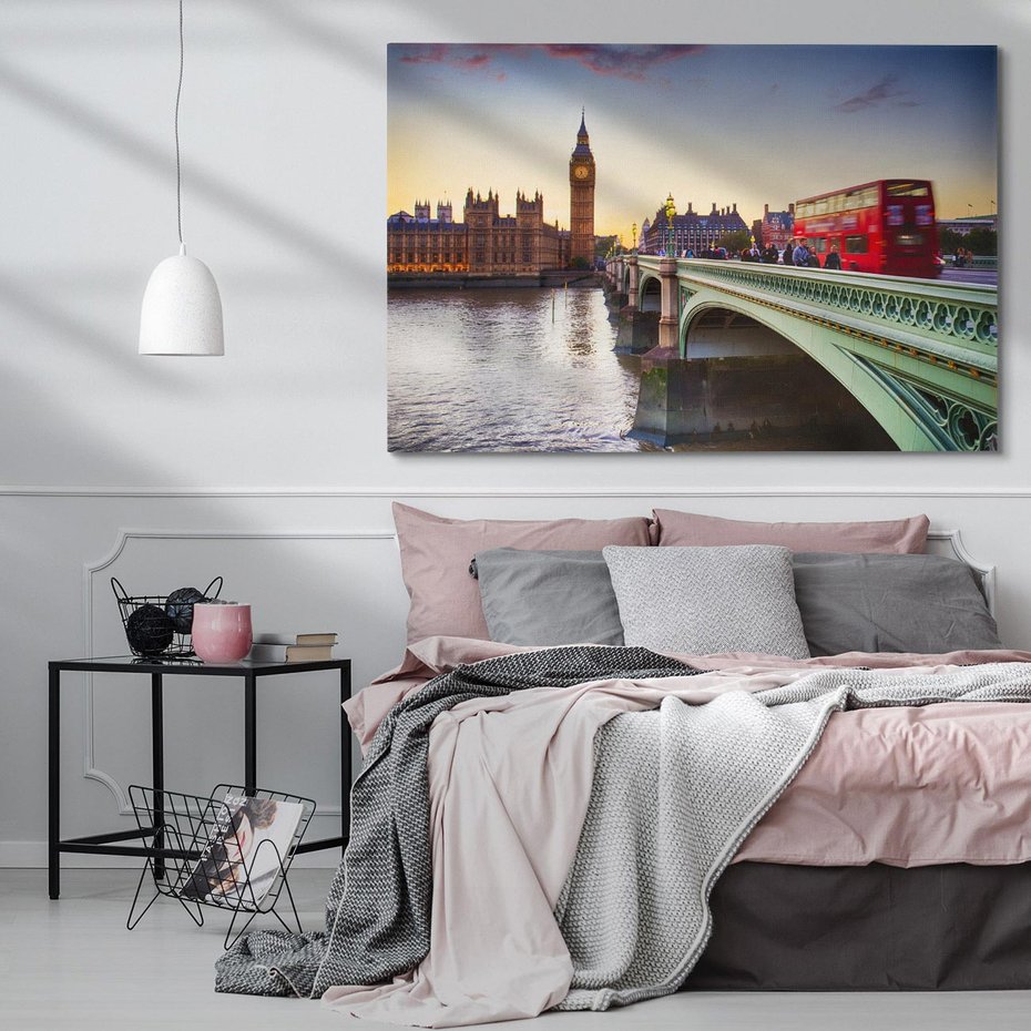 Obraz na płótnie 70x50 - London Calling: Autobus i Big Ben - Londyn, autobus