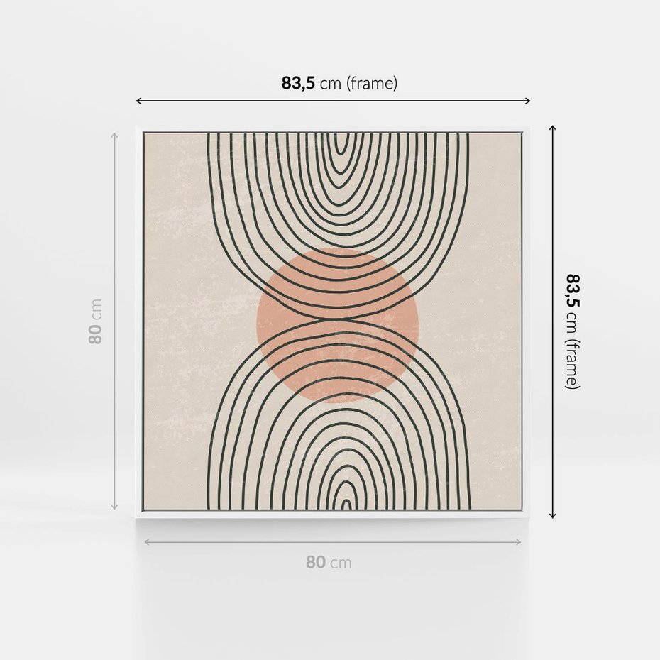 Obraz w ramie 80x80 - Nowy Rytuał - abstrakcyjna sztuka, boho kształty - rama biała