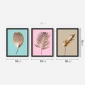 Zestaw obrazy w ramie 50x70 galeria - Złote, liście, palma, pastelowe, gold - rama czarna
