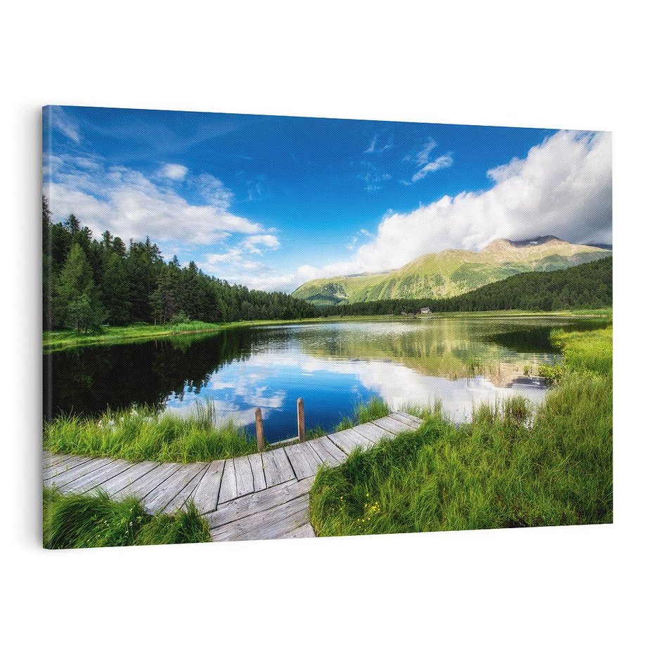 Obraz na płótnie 120x80 - Góry nad jeziorem: Spokój natury - góry, jezioro