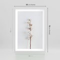 Plakat w ramie 50x70 - Minimalistyczna Gałązka Bawełny - bawełna, gałązka bawełny - rama biała